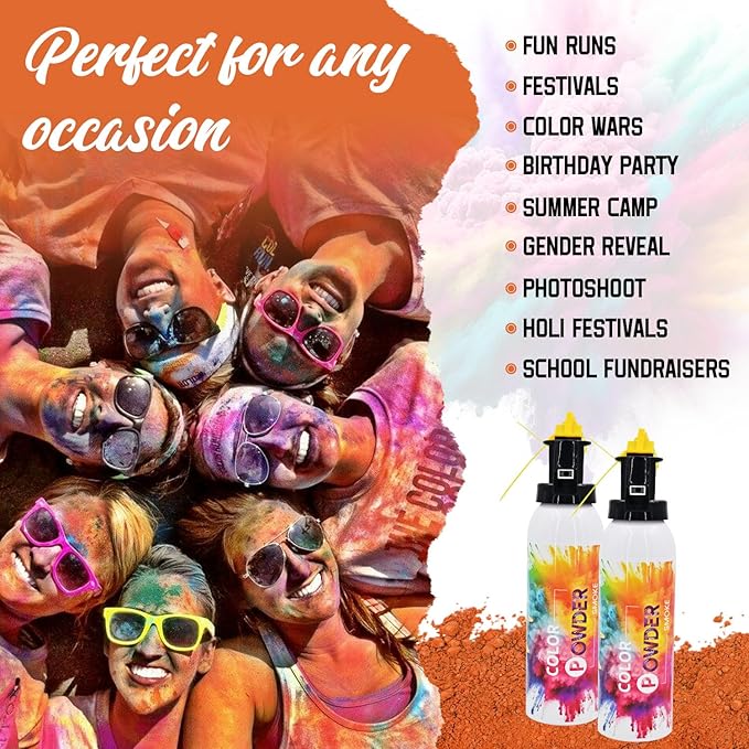 Gender Reveal Extinguisher Orange Color Powder Fire Extinguisher 2 Pack Fire Extinguisher with Orange Powder Color Party for Fun Runs,Color Wars,Baby Reveal Birthday Wedding Party