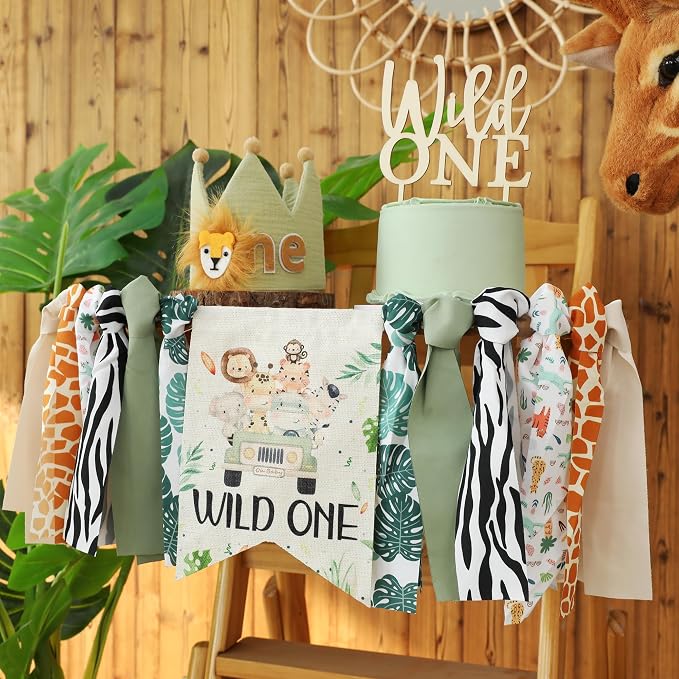 Wild One Birthday Decorations Boy 1st High Chair Banner 1 Year Old First