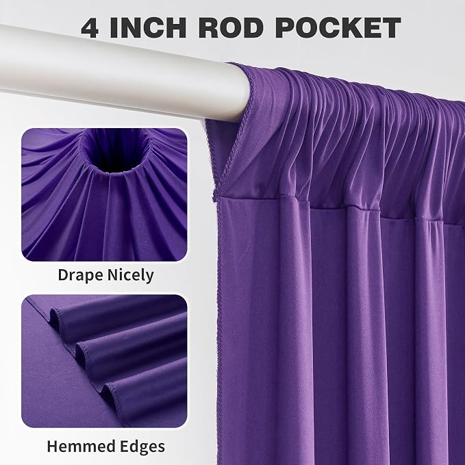 50ftx12ft Purple Backdrop Curtains for Parties, Wrinkle Free Polyester Purple Photo Backdrop Drapes 10 Panels 12 ft Long Back Drop Cloth for Wedding Birthday Photography Background Party
