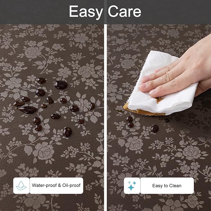 Smiry Square Table Cloth, Waterproof Heavy Duty Vinyl Tablecloths, Wipeable Washable Table Cover for Kitchen and Dining Room (Coffee, 70" x 70")