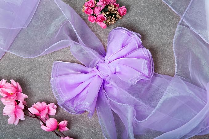 MDS® Pack of 150 Organza Chair Sashes for Wedding Decoration, Reusable Sheer Chair Bows for Banquet Chair Cover, Reception, Bridal Shower, Baby Shower, Birthday Party & Special Events - Light Purple