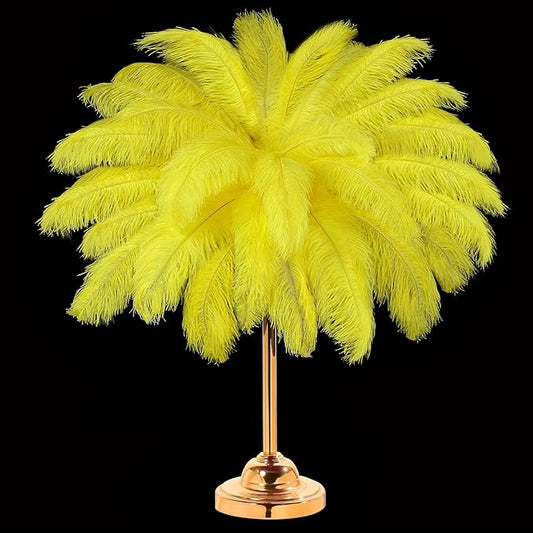 30 Pcs Large Natural Ostrich Feathers Bulk 16-18 Inch for Centerpieces for Wedding Party Centerpieces Home Decoration Flower Arrangement (Yellow)
