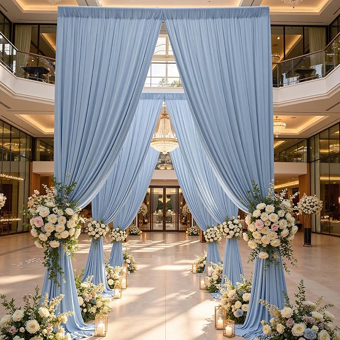 10ftx15ft Dusty Blue Backdrop Curtains for Parties, Wrinkle Free Polyester Photo Backdrop Drapes 2 Panels 15 ft Long Back Drop Cloth Drapery for Wedding Birthday Photography Background Party