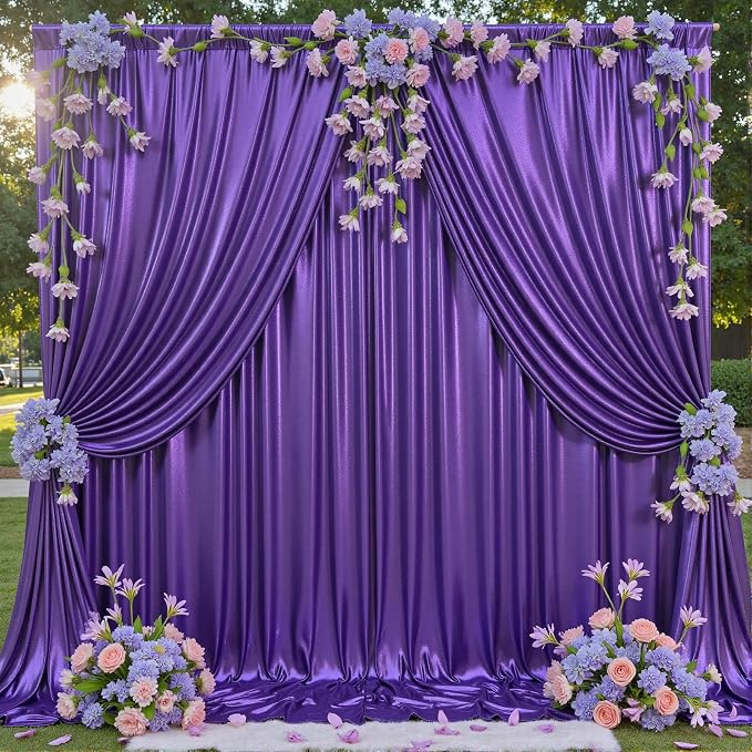 10x10 Wrinkle Free Purple Sequin Backdrop Curtain for Parties-Thick Not Fall-Off Glitter Backdrop Drapes-2 Panels 5x10ft Shimmer Photo Back Drop Cloth for Wedding Birthday Photography Background