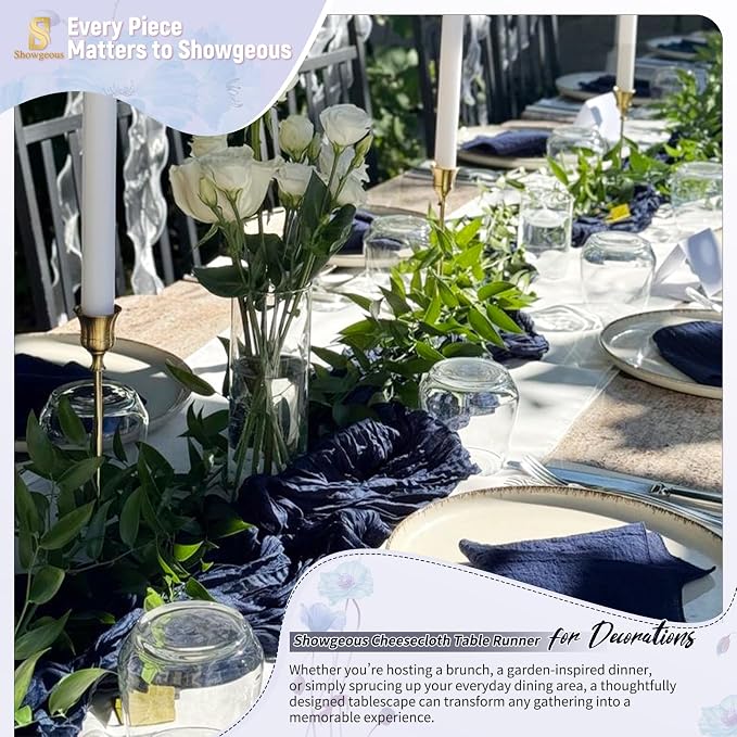 18 Pack Navy Blue Cheesecloth Table Runner 17 x 108 inch Boho Gauze Table Runner Rustic Sheer Cheese Cloth Table Decorations for Wedding Party Baby Bridal Shower Birthday Holiday Home