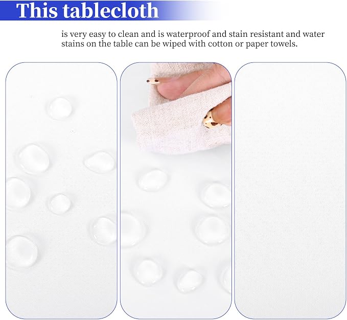 8 Pack White Round Tablecloth 120 Inch, White Tablecloths Waterproof Polyester Table Cloth for Round Tables, Stain and Wrinkle Resistant Washable Fabric Table Cover for Party Dining Wedding Banquet