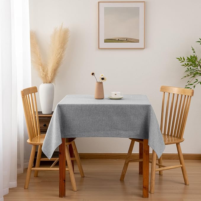 Hiasan Faux Linen Square Tablecloth - Wrinkle and Stain Resistant Washable Table Cloth for Kitchen Dining Room Holiday Table Cover for Party Dinner, Grey, 30 x 30 Inch