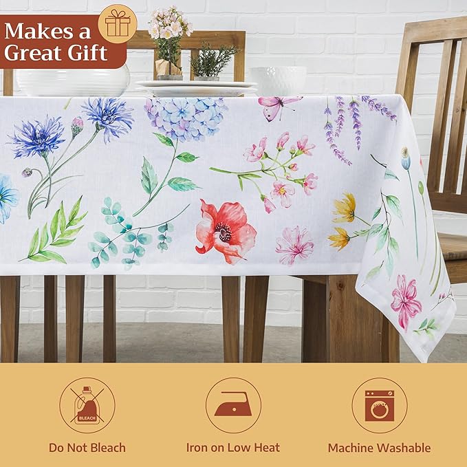 Maison d' Hermine Table Cloth Rectangle Table 100% Cotton 70 x 120 Inches Tablecloth Reusable Decorative for Dining Kitchen Room Farmhouse Party Home Hotel Restaurant Spring Summer - Just Floral