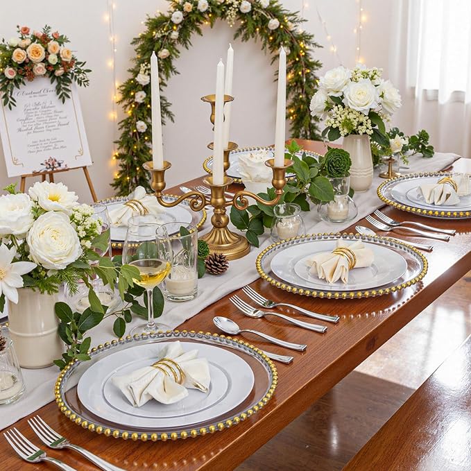 WDF 500PCS Silver Plastic Silverware - Plastic Silver Utensils - 250 Forks 125 Spoons 125 Knives - Heavy Duty Disposable Silverware Sets for Party Baby Shower Wedding Spring
