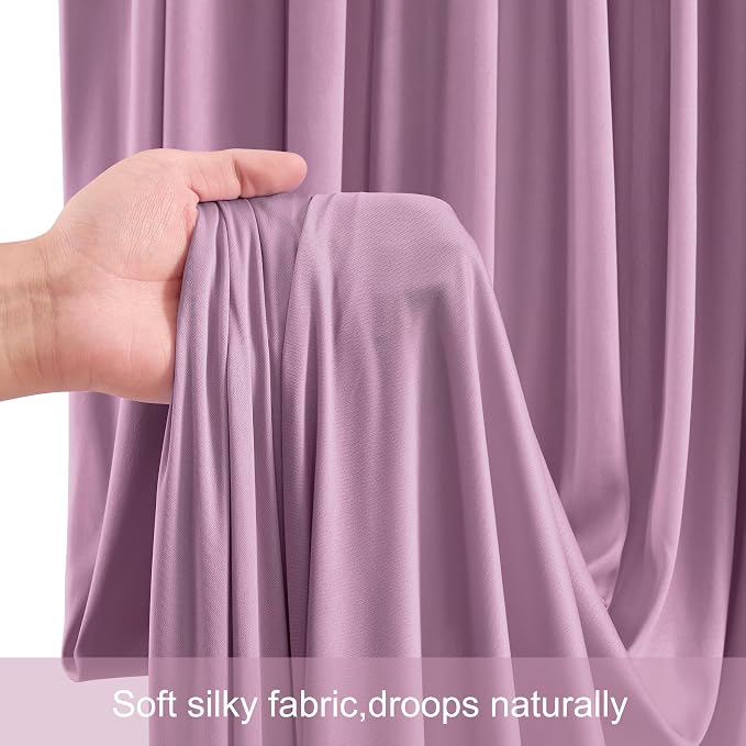 10 Panels Dusty Pink Backdrop Curtains for Wedding Party Wrinkle Free Backdrops Curtain Drapes Fabric Decorations Photo Back Drop Cloth for Baby Shower Photography Stage Reception 50ft(W) x 12ft(H)
