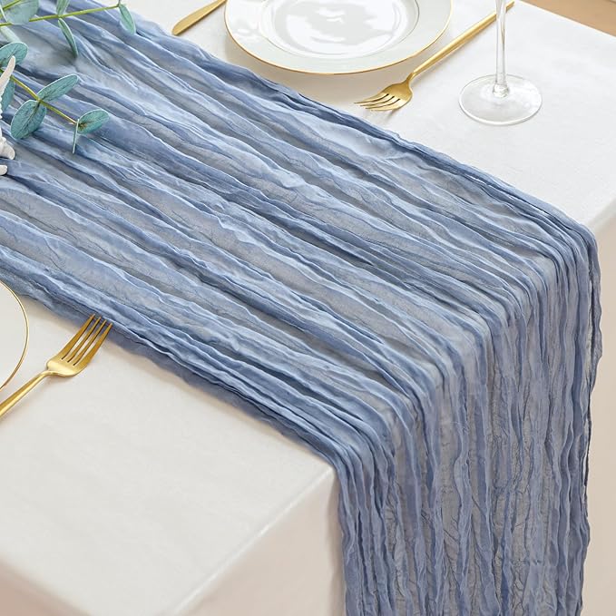Dusty Blue Cheesecloth Table Runner Fall Autumn Decor 10ft Table Cloth for Wedding Party Baby Bridal Shower Birthday Halloween Thanksgiving Decoration