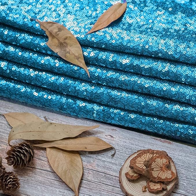 Baby Blue Sequin Tablecloth, 108" Round Sparkly Tablecloth, Glitter Tablecloth for Wedding Baby Shower Birthday Party Dinners