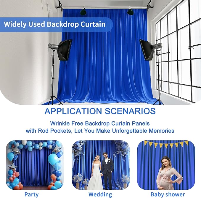 Gallety Royal Blue Backdrop Curtain for Wedding, Polyester Photography Backdrops Curtains - 20FT x 10FT Photobooth Backdrop Curtains for Celebration,Birthday, Formal Dinners,Graduation Decorations