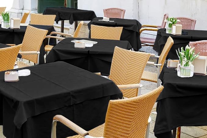 12 Pack Black Square Tablecloths 52 x 52 Inch, Table Cloth for Square Table, Stain and Wrinkle Resistant Washable Fabric Table Cloth, Polyester Tablecloth for Restaurant Banquet Party