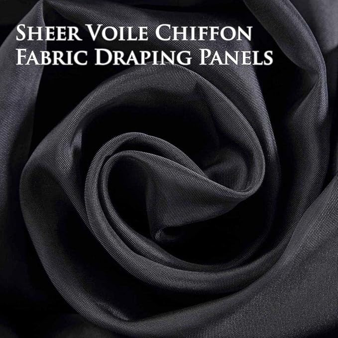 Sheer Voile Chiffon Fabric Draping Panels | 100 Yards 120" Wide Black Voile Fabric | Use for Backdrop Curtain -Wedding and Special Events