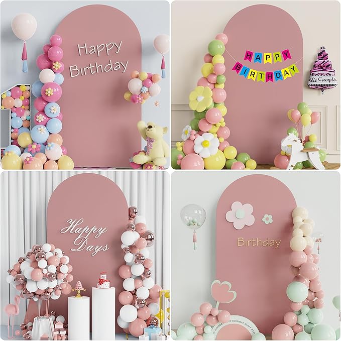 Wokceer 6.6FT Wedding Arch Cover Spandex Fitted Wedding Arch Stand Covers Round Top Chiara Arch Backdrop Cover for Birthday Party Ceremony Banquet Decoration Light Dusty Rose