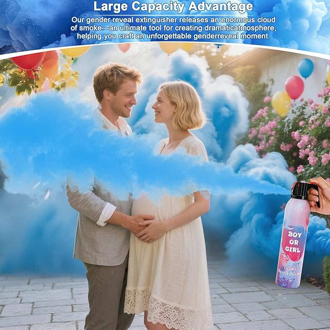Large Gender Reveal Smoke Bombs 2 Packs, Blue Biodegradable Powder Spray for Baby Boy Reveal, Long-Lasting 10ft Smoke Effect, Unique Gender Reveal Ideas & Party Decorations