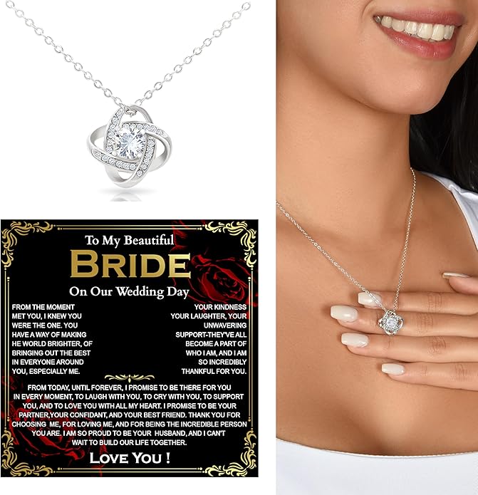 Groom To Bride Necklaces, Groom To Bride Necklace Gifts With Message Card, Groom To Bride Necklace For Wedding Day, To My Bride Necklace, Bridal Shower Necklace Gifts For Bride To Be