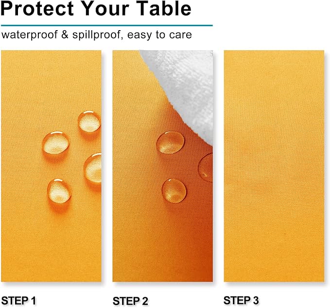 Hiasan Tablecloth for Rectangle Tables - Waterproof and Spillproof Washable Fabric Table Cloth for Dining Room Kitchen Party, 60 x 120 Inch, Orange Yellow