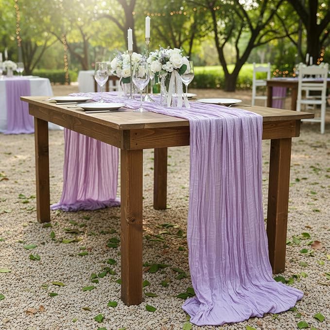 8 Pack Lilac Purple Cheesecloth Table Runner 120 Inch 10FT Gauze Cheese Cloth for Baby Shower, Banquet, Wedding Decoration, Birthday Party