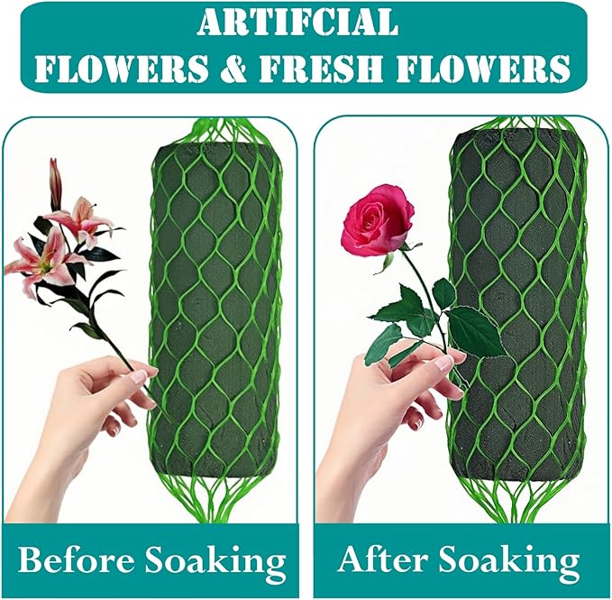 28PCS Floral Foam Garland - 18.4Ft Flower Sponge Blocks Kit,Absorption Flower Holder Arch Door for Wet Dry Fresh Flowers Arrangement for Wedding Garden Home Decor（Floral Tape x3, Floral Wire x50