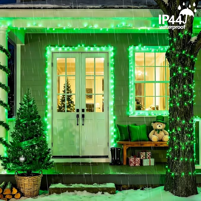YEGUO Battery Operated String Lights, 2 Pack Each 33ft 100 LED Twinkle Fairy Lights Outdoor Waterproof, 8 Modes Clear Wire Green Christmas Lights Indoor with Remote