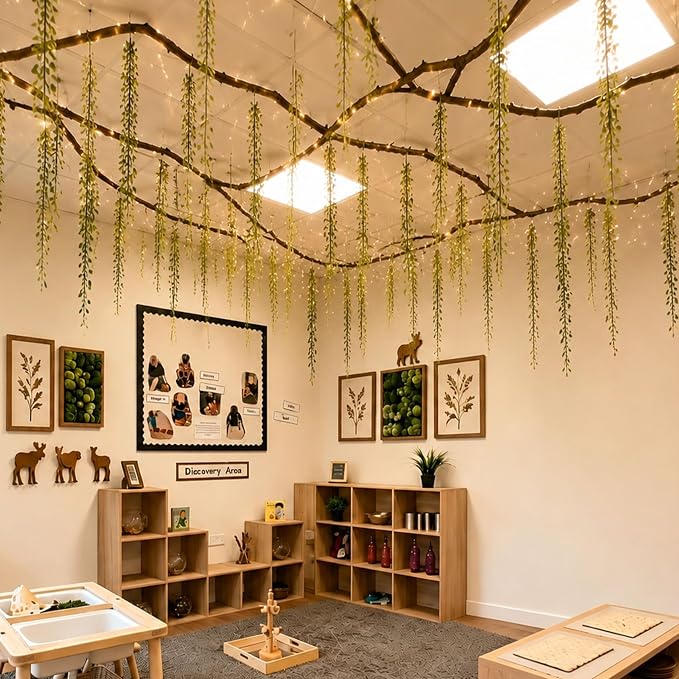 45 Pcs Jungle Theme Decorations, Artificial Faux Vines Hanging Greenery for Rainforest Party, Classroom Bedroom Home Wall & Ceiling Decor