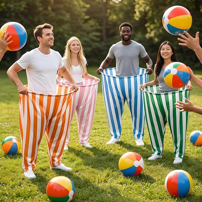 Granny Pants Outdoor Game,Giant Oversized Granny Funny Pants Set with Bouncy Balls & Pump for Family Reunion Party Field Game