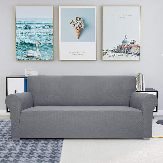 JIVINER High Stretch Couch Covers for 3 Cushion Couch 1-Piece Extra Large Sofa Covers with Elastic Bottom Anti Slip Oversized Sofa Slipcover Furniture Protector for Pets (XL Sofa, Light Gray)