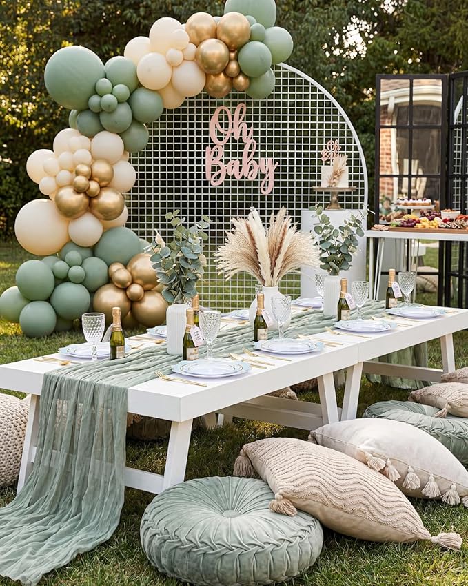 WDF 100PCS Mint Green Plastic Plates - Green Spring Plates Disposable - Heavy Duty Scalloped Plastic Plate for Parties/Wedding/Spring