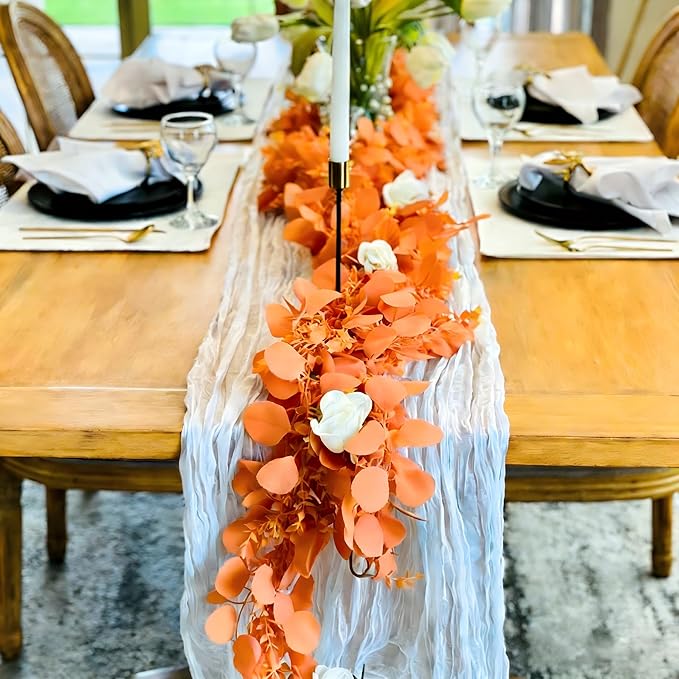 CQURE 3Pcs Eucalyptus Garland,Artificial Eucalyptus Leaves Table Greenery Garland Wreath Vines for Wedding Party Table Fireplace Bedroom Wall Room Decor