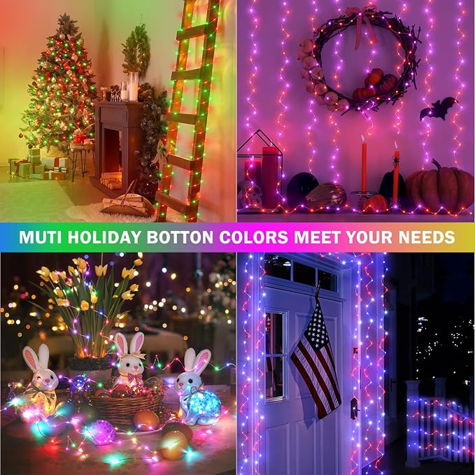 OMIKA Fairy Lights Plug in, 240 LED 80 FT Fairy Lights with Remote, 150 Lighting Modes String Lights Indoor, RGB Colors+Warm White Fairy Lights for Bedroom Party Outdoor Decor