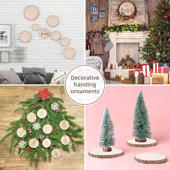 Maputune 8 Pcs 10-11 in Large Unfinished Wood Slices for Centerpieces, Natural Rustic Wooden Plate for DIY Craft, Round Wood Chips for Signage Painting Wedding Party Christmas Decor