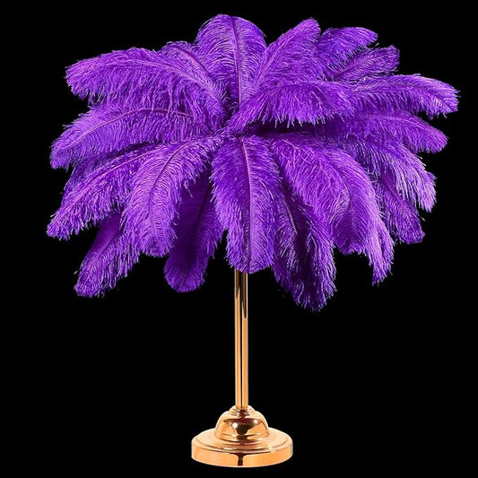 30 Pcs Large Natural Ostrich Feathers Bulk 16-18 Inch for Centerpieces for Wedding Party Centerpieces Home Decoration Flower Arrangement (Purple)