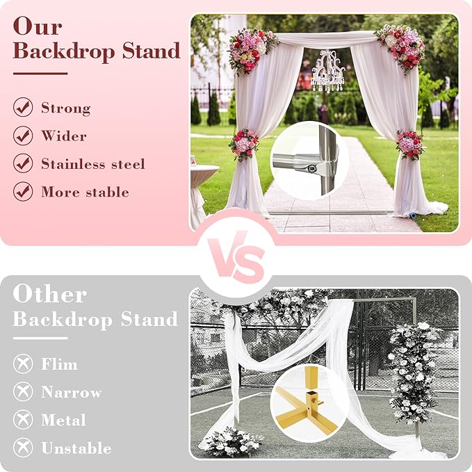 Wedding Arch Backdrop Stand, Heavy Duty 7FT Tall, 4FT Wide Square Rectangular Wedding Arch Frame for Parties Ceremony Birthday Baby Shower Anniversary Stainless Steel Balloon Arch Stand