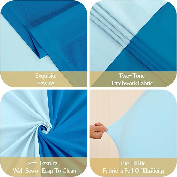 Baby Blue and Royal Blue Photo Arch Backdrop Cover Set of 2 for Baby Shower Boy Party 7.2ft and 6ft Arch Covers Stretchy Backdrop Spandex Birthday Arch Stand Covers for Wedding Banquet Background