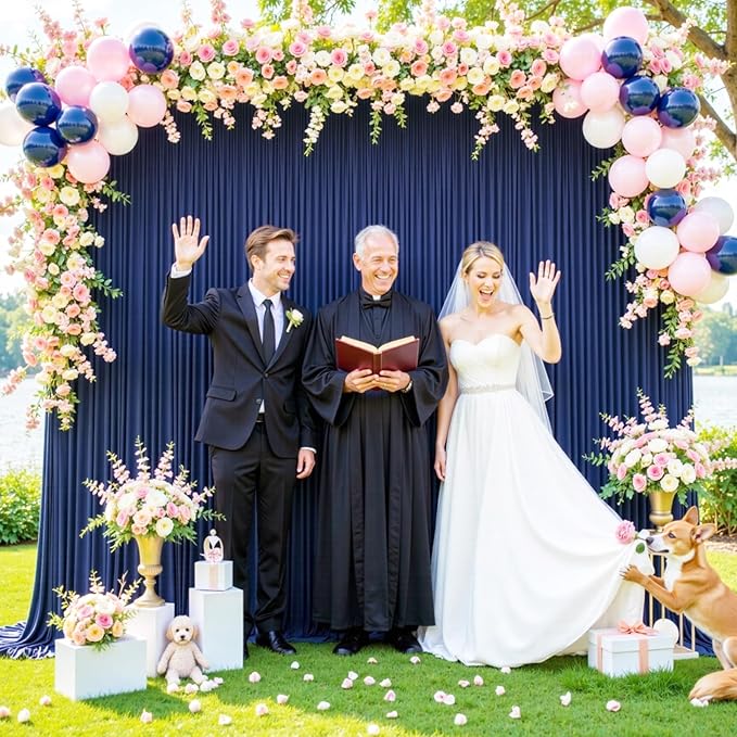 Navy Blue Backdrop Curtain for Parties Wrinkle Free Photo Curtains Backdrop Drapes Fabric Decoration for Wedding Birthday Party Baby Shower 5ft x 8ft,2 Panels