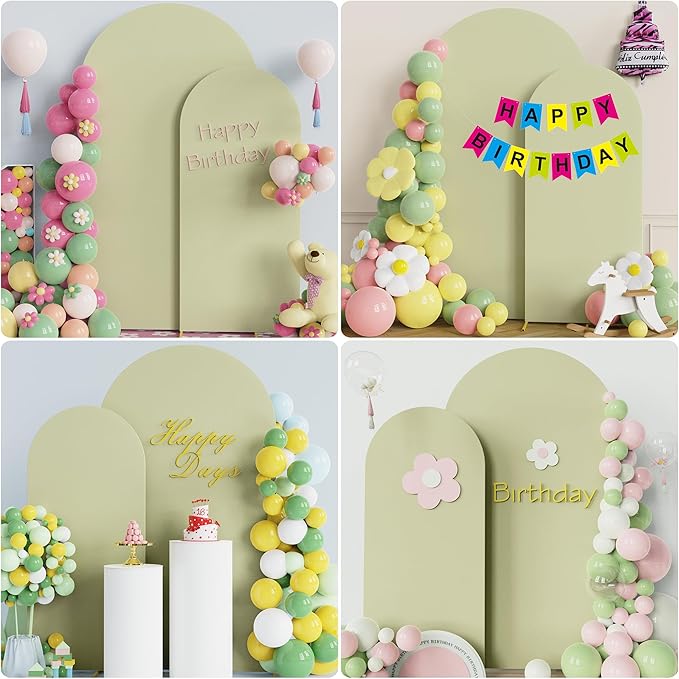 Wokceer Wedding Arch Backdrop Cover 7.2FT, 6FT Spandex Fitted Wedding Arch Stand Covers 2 Set Round Top Chiara Backdrop Stands Cover for Birthday Party Ceremony Banquet Decoration Sage Green