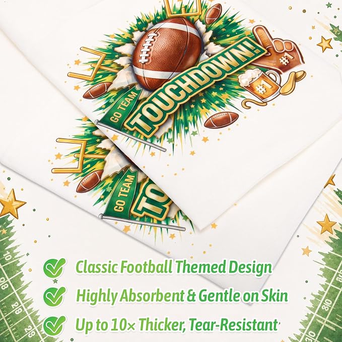 LemonRoad 50 Sets Football Party Plastic Silverware Pre-folded Cutlery Serves 50 Includes Forks Knives Spoons Paper Napkin Disposable Football Tableware for Tailgate Party Sports Gathering Game Day