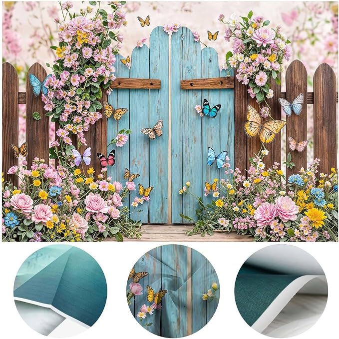 5x3ft Butterfly Floral Backdrop for Photography Spring Butterfly Flowers Girls Birthday Party Decorations Background Wedding Baby Shower Party Cake Table Decor Photo Booth Props