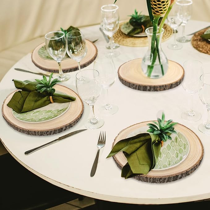 8 Pack 7-8 Inch Wood Slices for Centerpieces, Unfinished Wood Centerpieces for Tables,Wooden Discs with Tree Bark Round Wood Circle Sign Crafts for Wedding, DIY Project, Decorations