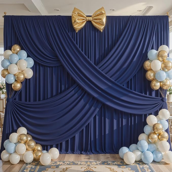 20 x 10ft Navy Blue Backdrop Curtains, Navy Wrinkle Free Draping Fabric Wedding Birthday Baby Bridal Shower Graduation Party Drapes for Backdrop Photography Photo Booth Background Decoration