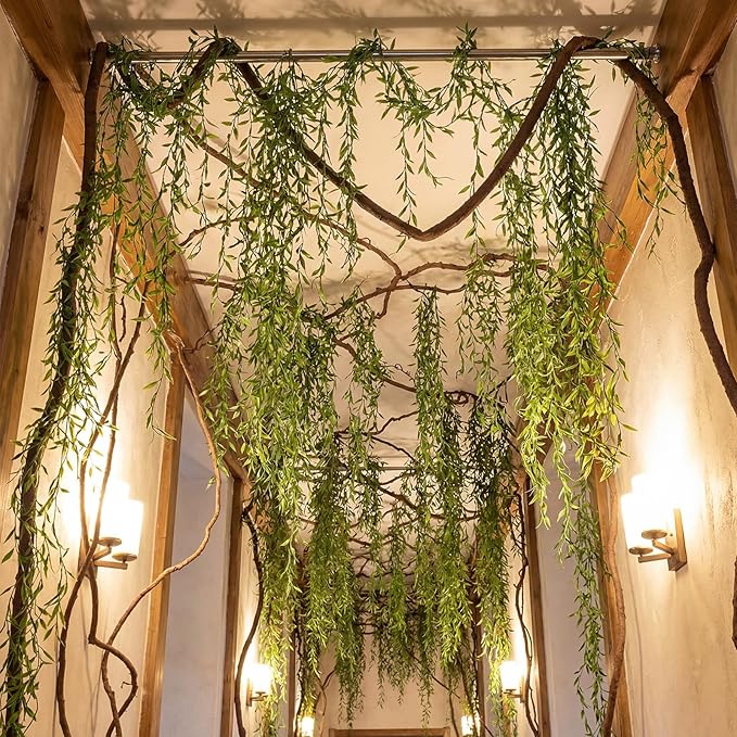 Bucherry Jungle Theme Decoration Set, 126.3ft Artificial Hanging Willow Vines Greenery for Classroom, Woodland Forest Rainforest Safari Party, Enchanted Indoor Outdoor Home Garden Wall DIY Decor