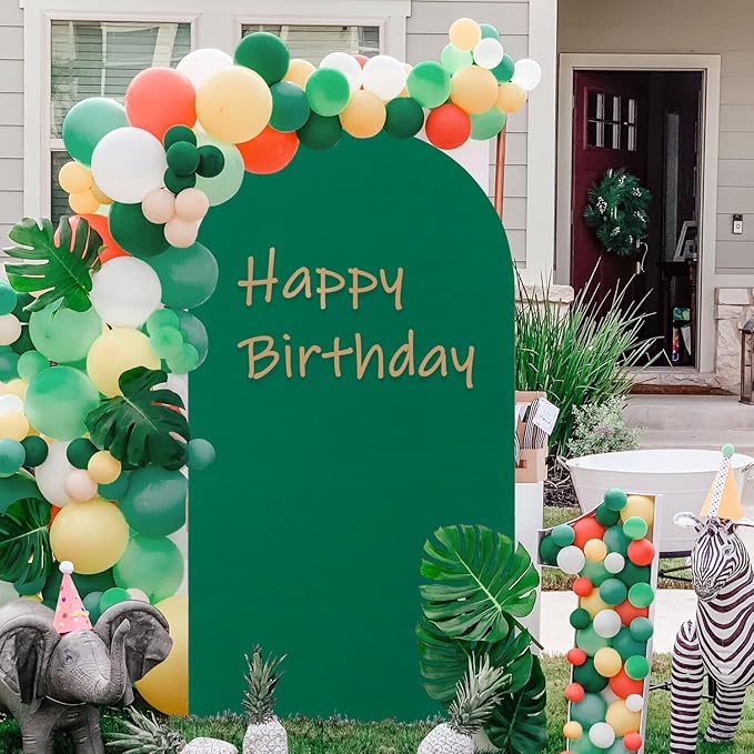 Wedding Arch Cover Hunter Green 3.3x6.6ft Spandex Stretch Chiara Backdrop Cover for Round Top Arch Stand Cover Arch Fabric Backdrop Cover Birthday Party Graduation Arch Covers