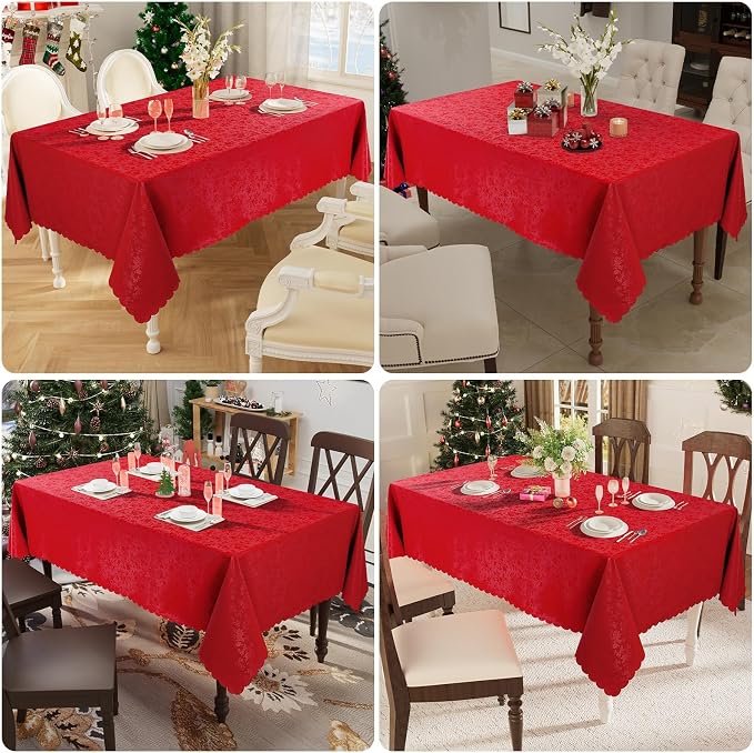 Smiry Round Table Cloth, Waterproof Heavy Duty Vinyl Tablecloths, Wipeable Washable Table Cover for Kitchen, Dining Room (Red, 60" x 60")