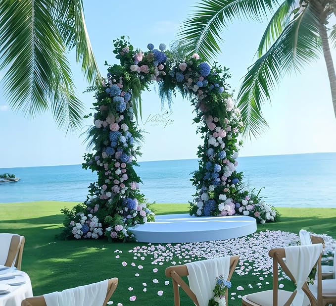 Metal Wedding Arch Stand for Ceremony Large Backdrop Stand Arch Frame with Base for Birthday Party Baby Shower Balloon Arch Decorations in 2.1x2.4m