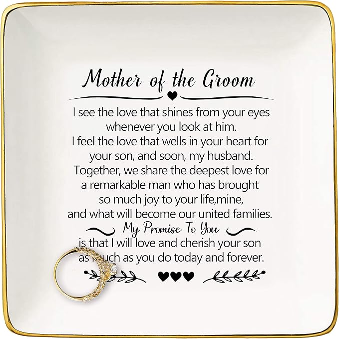 Topthink Ring Dish Gifts for Mother of the Groom from Bride-I See the Love That Shines-Wedding Gift for Mother of the Groom-Bridal Shower Gift-Ceramic Jewelry Holder Ring Dish Trinket Box Tray