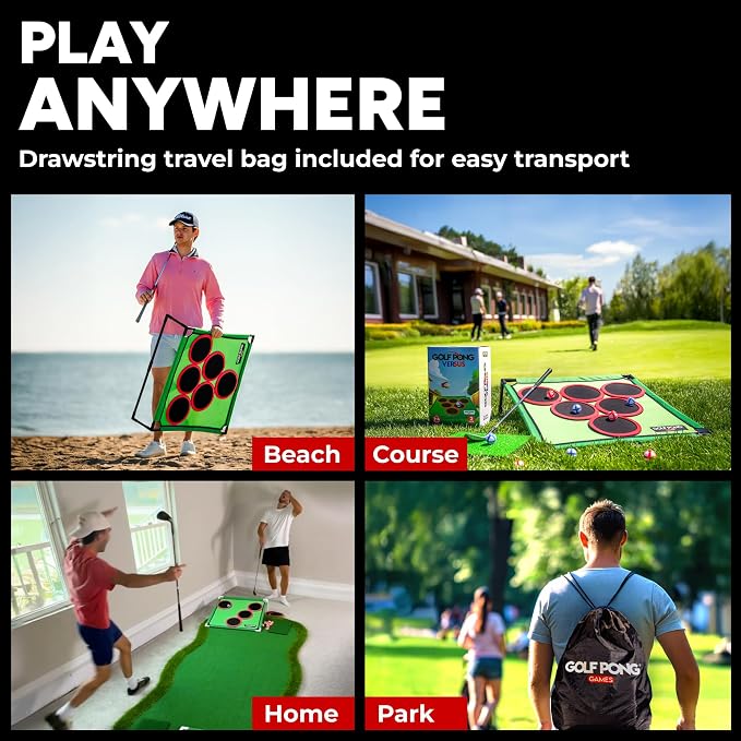 Golf Pong Game Set, Jumbo Backyard Lawn Game, Portable Indoor-Outdoor Chipping Golf Gift for Men, Women & Family Original