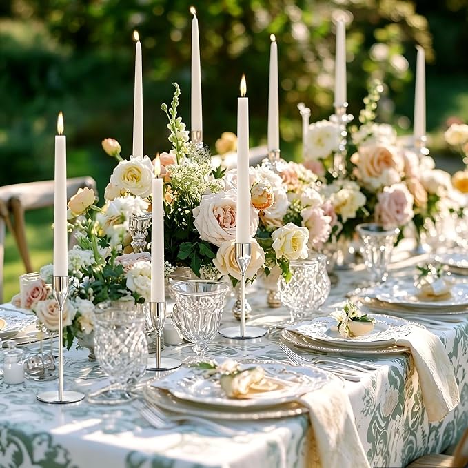 Silver Taper Candle Holders for Wedding Table Centerpiece,Tall Taper Candlestick Holders Bulk Set of 15,Metal Candle Stick Holders for Dinning or Mantel Centerpiece,Party Home Decor