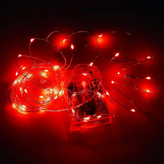 Karlling Red Fairy Lights Battery Operated, 16ft 50 LED Twinkle String Lights with Timer, 8 Modes & Flexible Copper Wire – Bedroom Valentine's Day Wedding Christmas Decor Indoor, Red